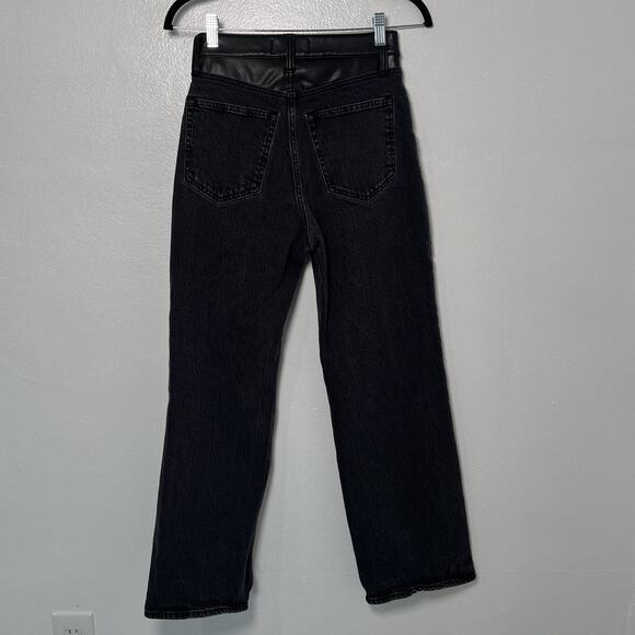 Abercrombie & Fitch Jeans The '90s Relaxed Leather Mix Black 26/2S Curve Love - Picture 5 of 10